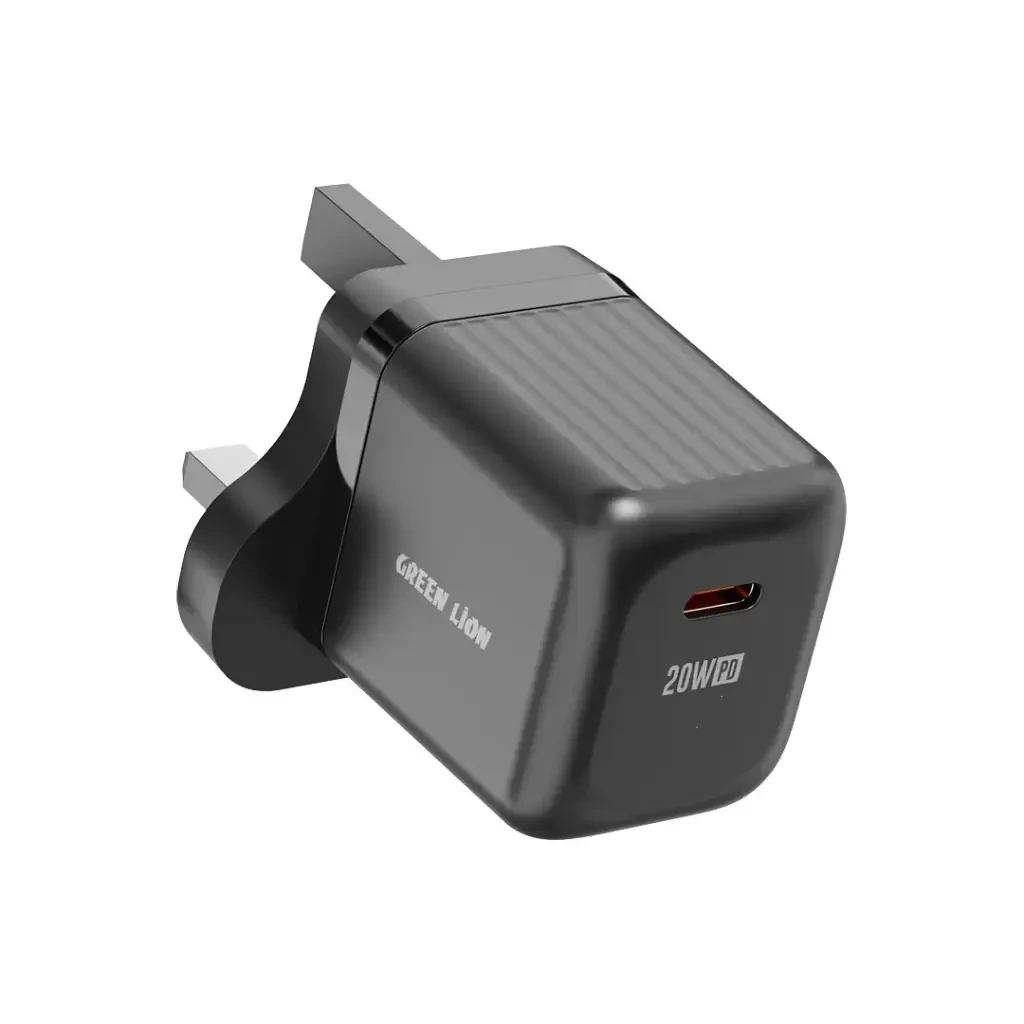 Green Lion Ultra Compact GaN Wall Charger UK Pin USB-C 20W – Black