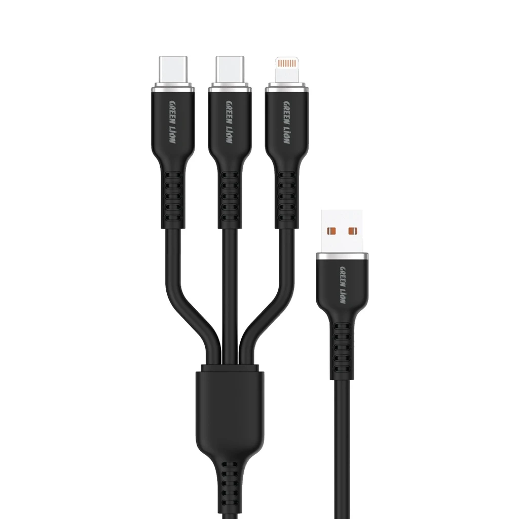 Green Lion 3in1 Silicone Cable – Black