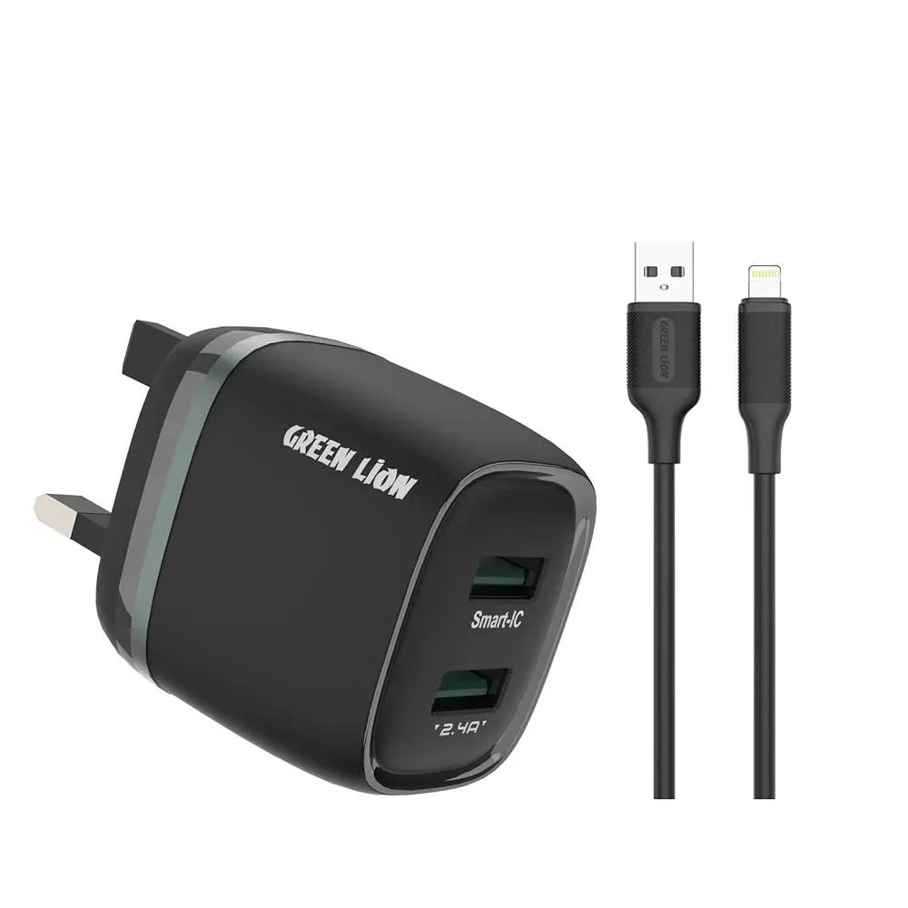 🟢 Green Lion Dual USB Wall Charger  – Green